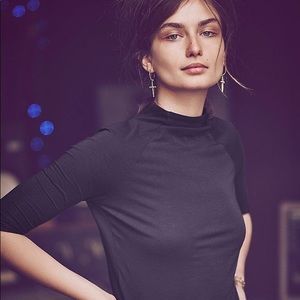 Free People Intimately Modern Mock Neck Top Black
